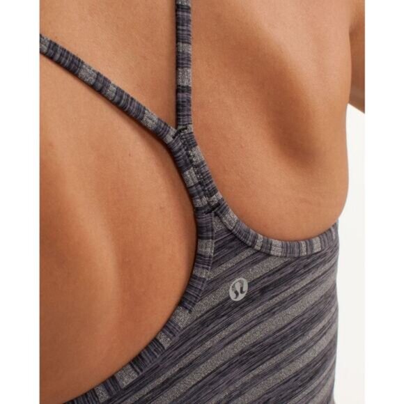 LULULEMON Power Y Tank Size 8 Black Stripes Galore - Picture 3 of 8